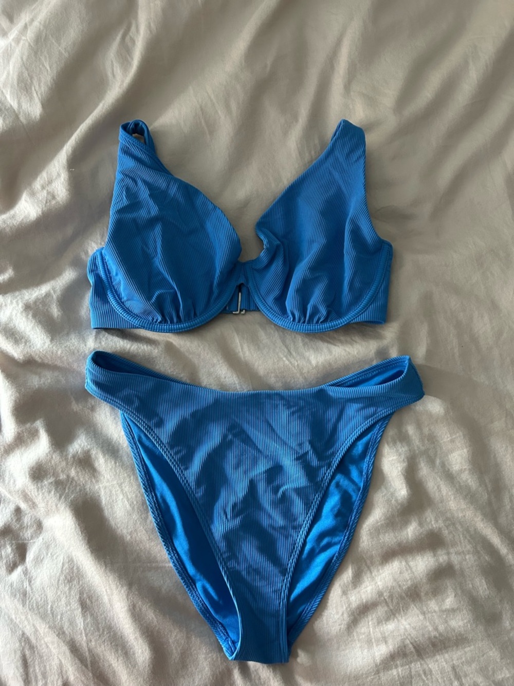 Abercrombie & Fitch Bright Blue Ribbed Bikini Top